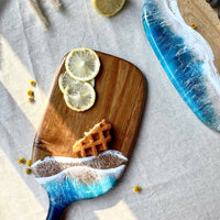Acacia Wood Cutting Board with Resin Beach Ocean Design - maystudio
