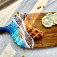 Acacia Wood Cutting Board with Resin Beach Ocean Design - maystudio