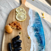 Acacia Wood Cutting Board with Resin Beach Ocean Design - maystudio