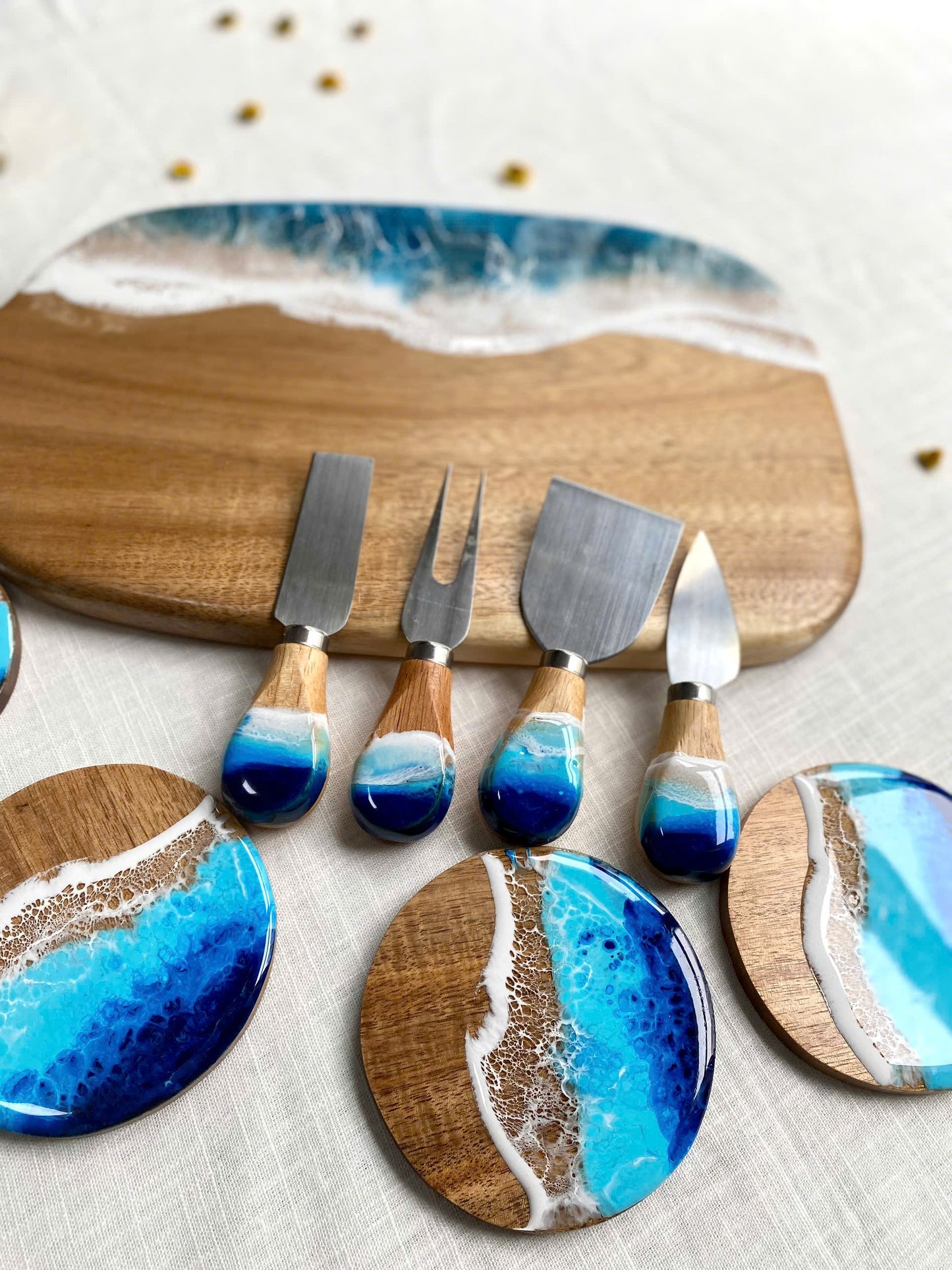 Acacia Wood Cutting Board Set with Knives - maystudio