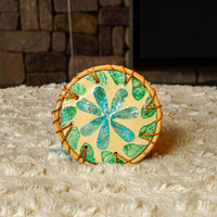 Set of 4 Premium Green Flower Handcrafted Rattan Coasters Set - maystudio