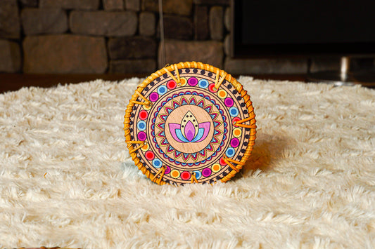 Set of 4 Premium Purple Handcrafted Rattan Coasters Set - maystudio