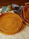 Set of 3 Round Natural Rattan Inlaid Handle Trays - maystudio
