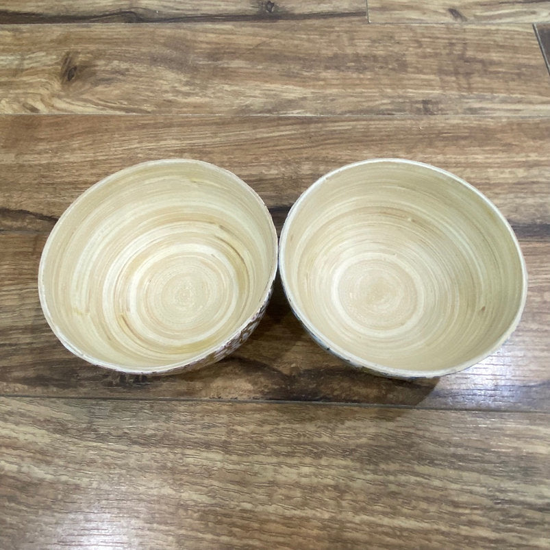 Set of 3 Handmade Bamboo bowls with a spoon set - maystudio